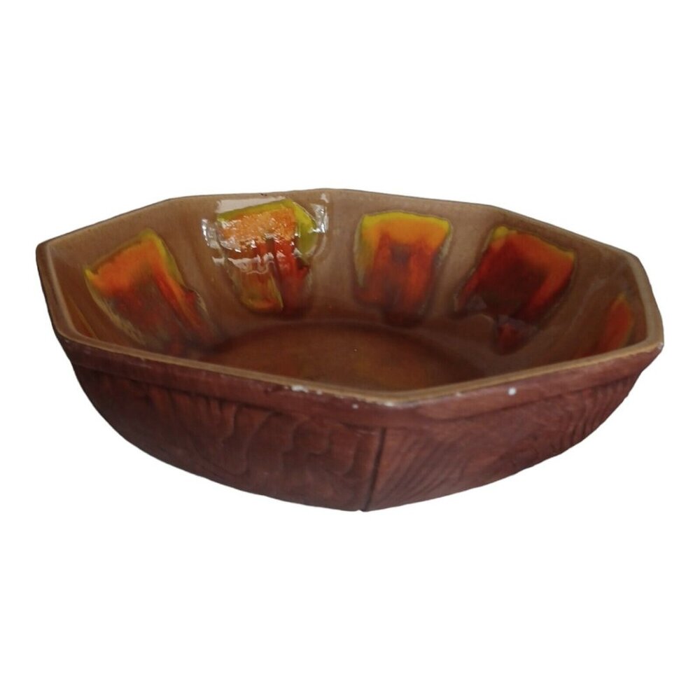 California‎ Pottery Sequoia Ware Serving Bowl Drip Glaze MCM US